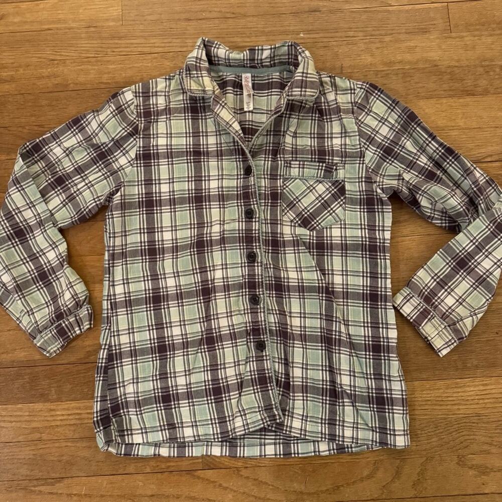 Gilligan & O’Malley Flannel Pajama Top – Plaid Button-Up Sleep Shirt Sz SP
 b20